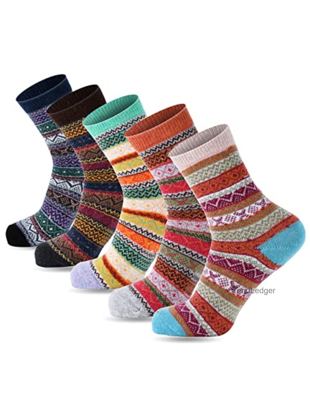 5 Pairs Winter Warm Thick Crew Knit Wool Blend Socks Women Hiking Gift